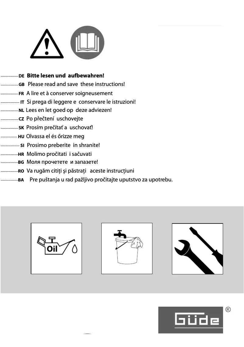 Page 1 de la notice Manuel d'utilisation et d'entretien Güde PRO 460 BS