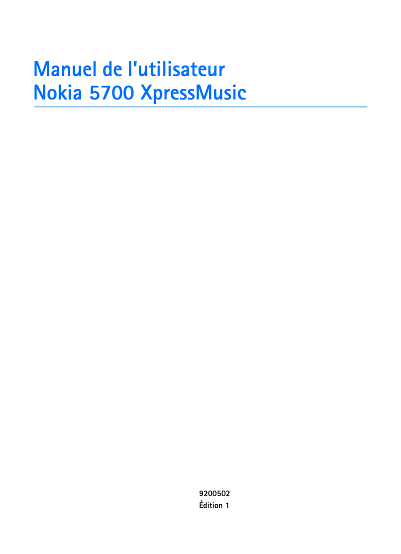 Page 1 de la notice Manuel utilisateur Nokia 5700 XpressMusic