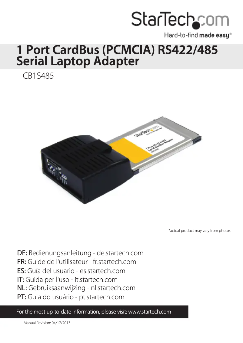 Page 1 de la notice Manuel utilisateur StarTech.com CB1S485