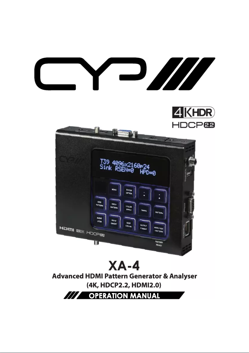 Page n°1 - Manuel utilisateur CYP XA-4