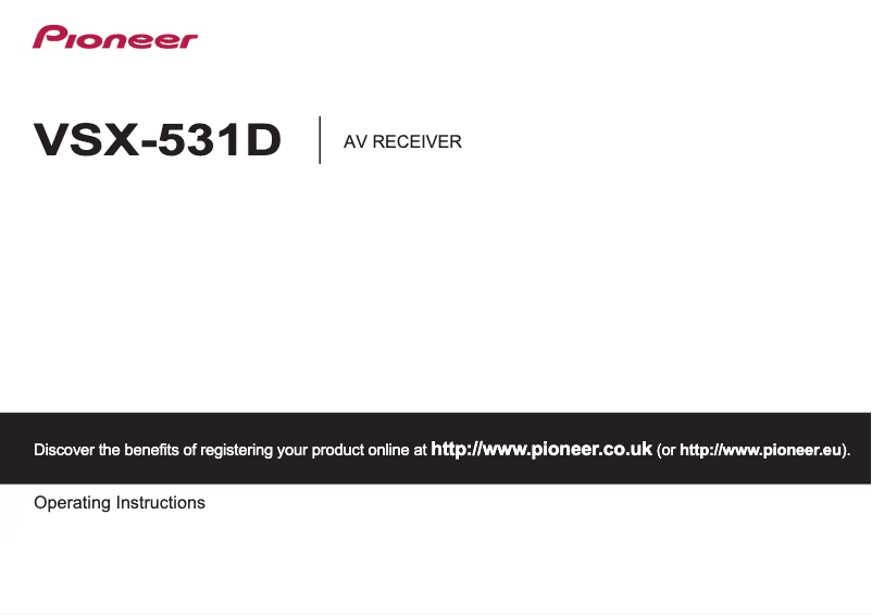 Page 1 de la notice Manuel utilisateur Pioneer VSX-531D-B