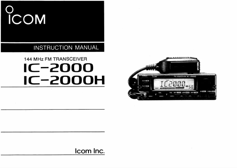 Page n°1 - Manuel utilisateur ICOM IC-2000