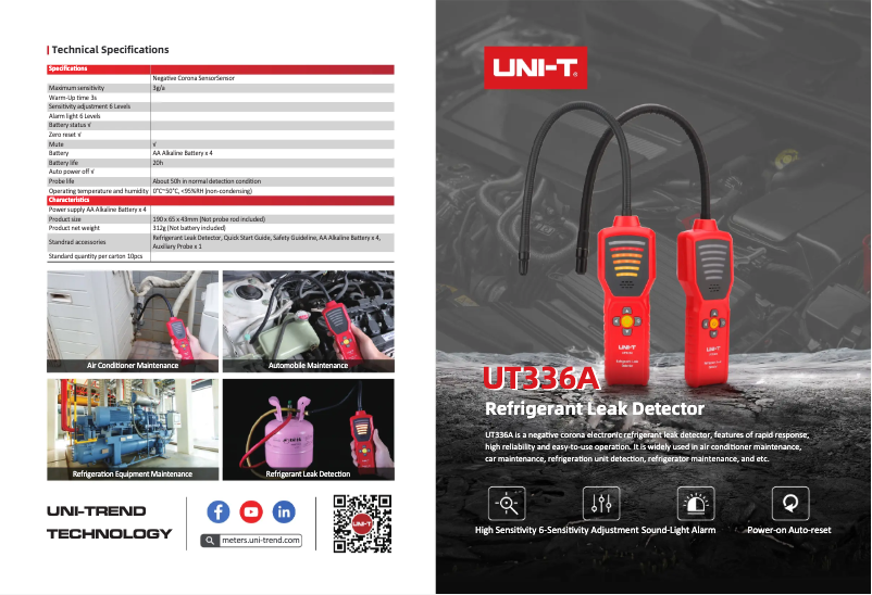 Page n°1 - Fiche technique Uni-T UT336A