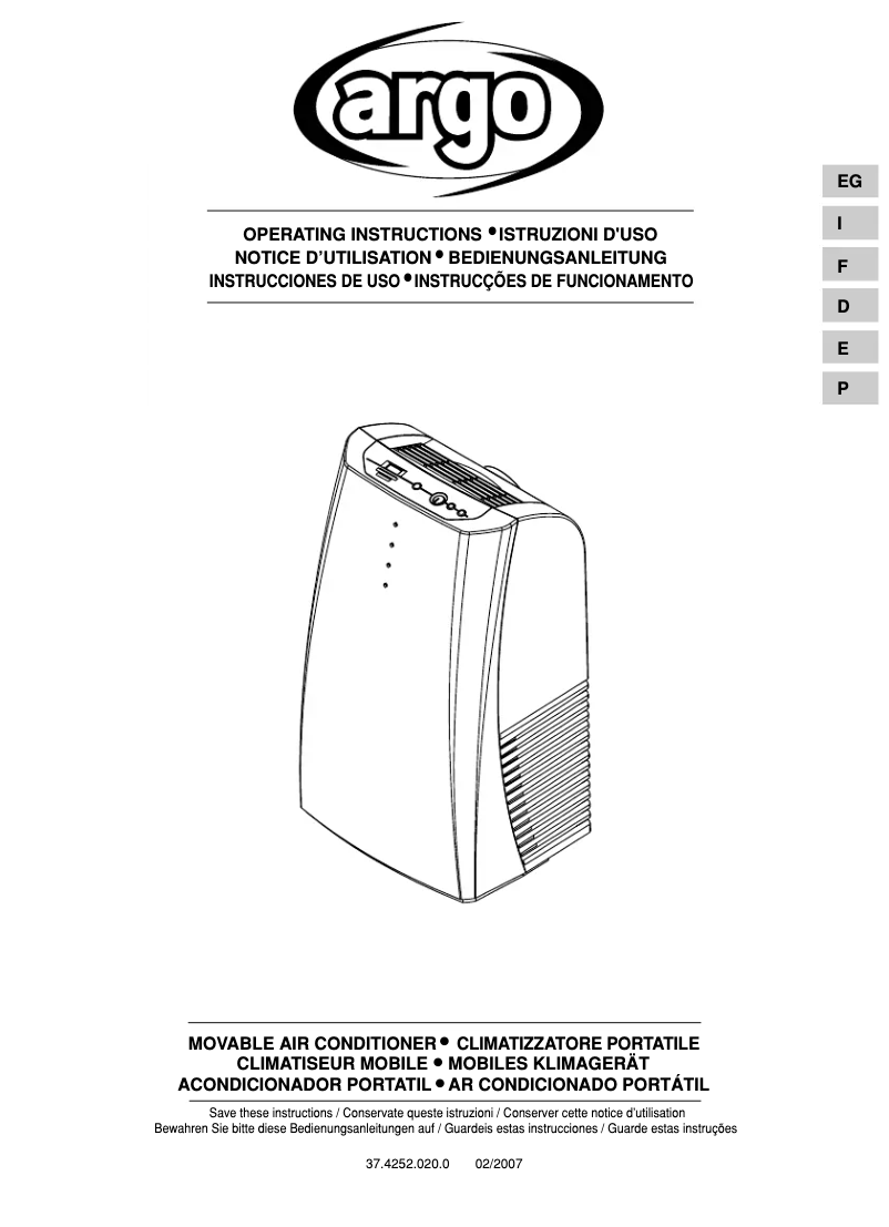 Página 1 del manual Manual de usuario Argoclima Mythiko