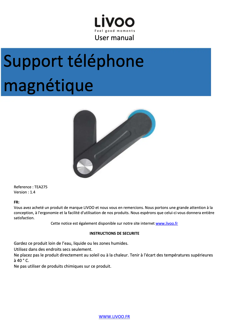Page n°1 - Manuel utilisateur Livoo TEA275
