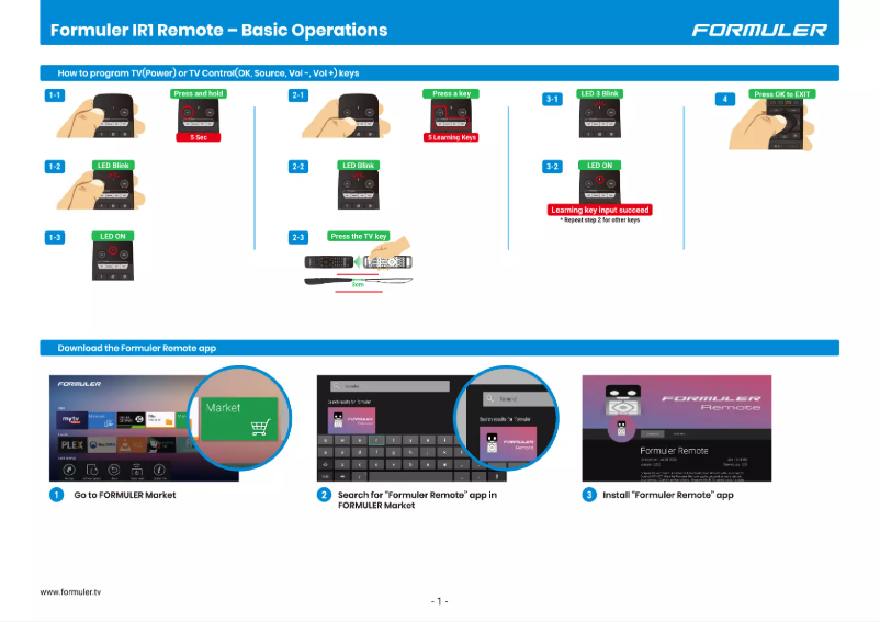 Page n°1 - Manuel utilisateur Formuler GTV-IR1