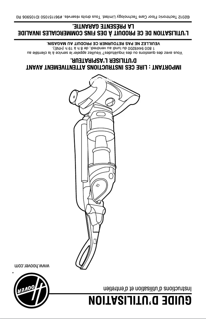 Page n°1 - Manuel utilisateur Hoover WindTunnel 3 Pro Pet UH70931PC