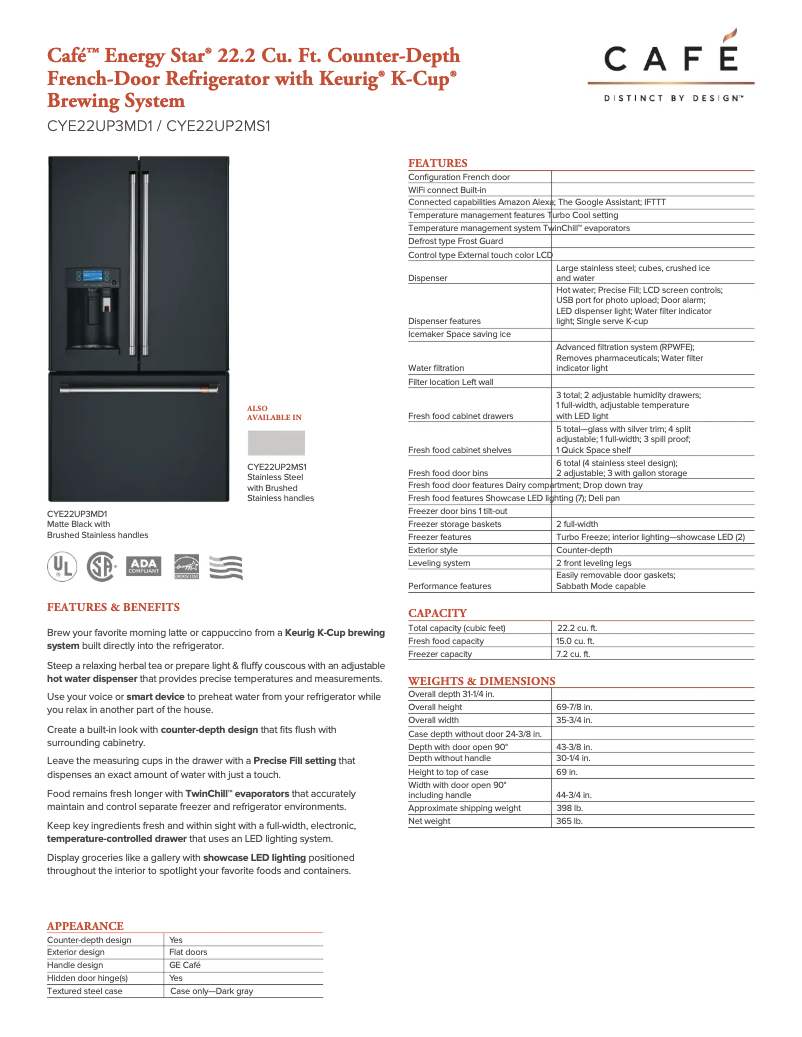 Image de la première page du manuel de l'appareil Café CYE22UP3MD1