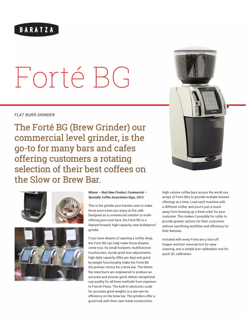 Page n°1 - Fiche technique Baratza Forte