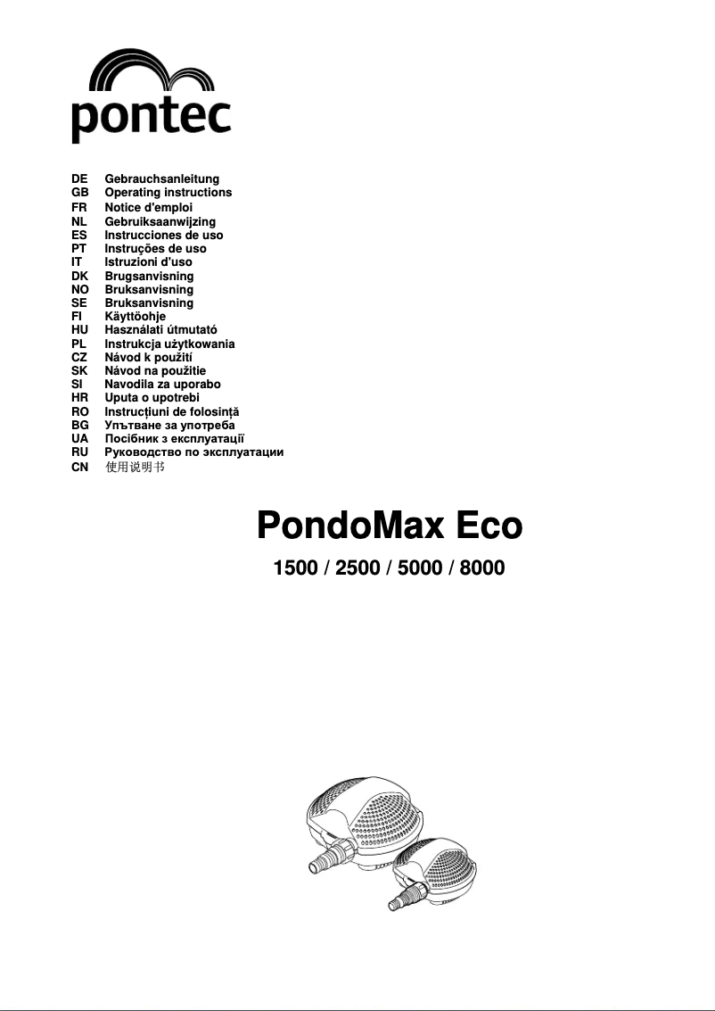 Page n°1 - Manuel utilisateur Pontec PondoMax Eco 8000