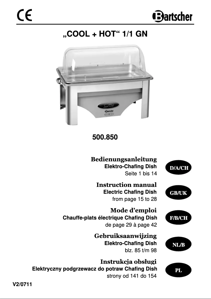 Page 1 de la notice Manuel utilisateur Bartscher 500850