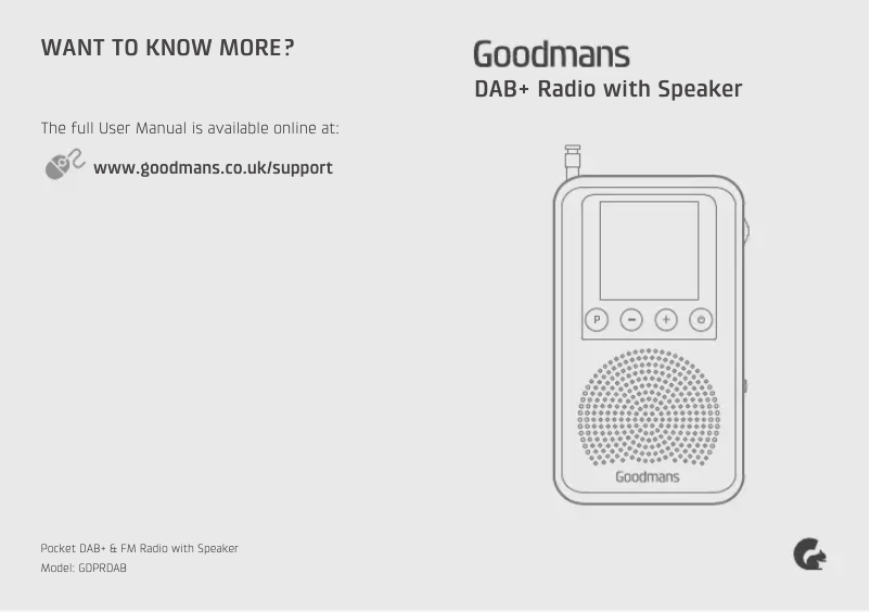 Page 1 de la notice Manuel utilisateur Goodmans GDPRDAB