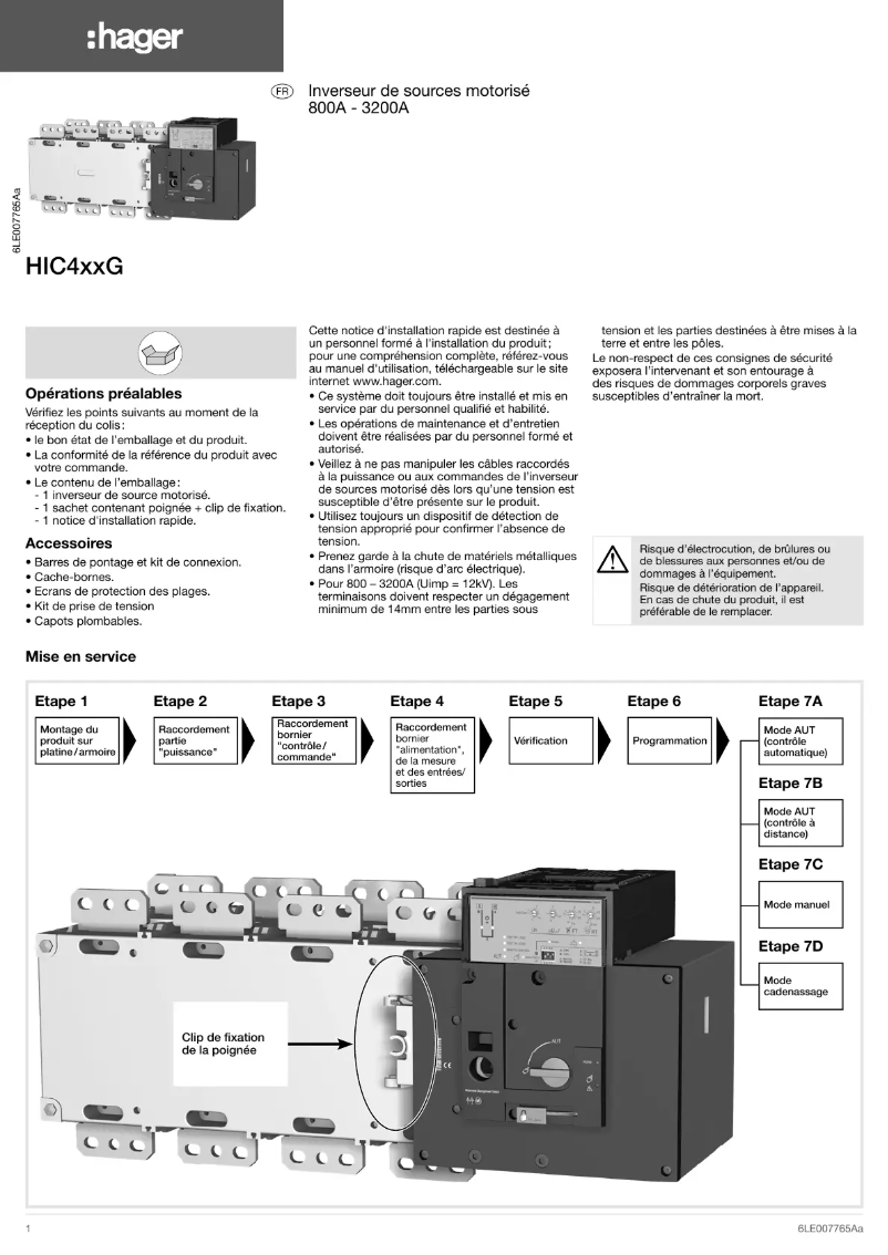 Page n°1 - Manuel utilisateur Hager HIC491G
