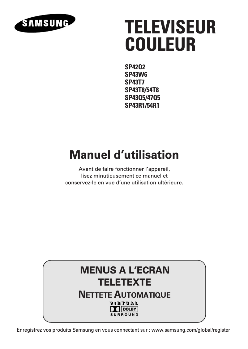 Page 1 de la notice Manuel utilisateur Samsung SP-54R1HL