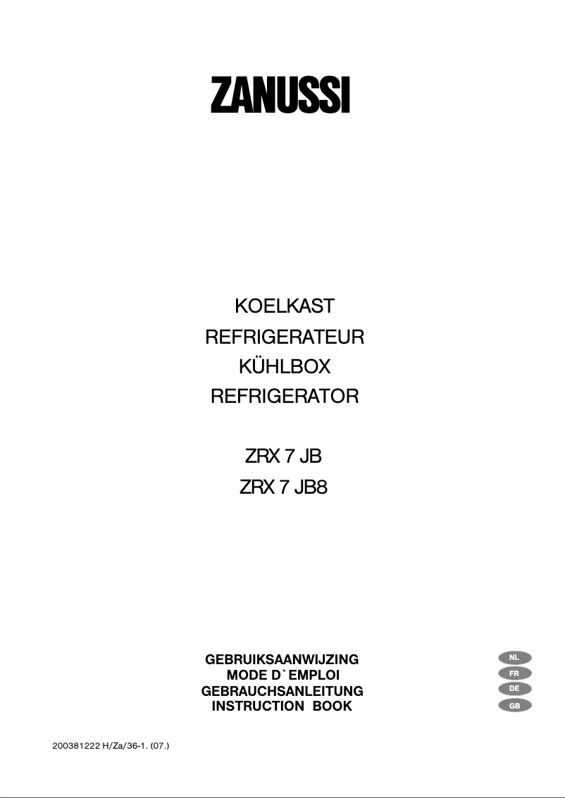 Image de la première page du manuel de l'appareil ZRX 7 JB