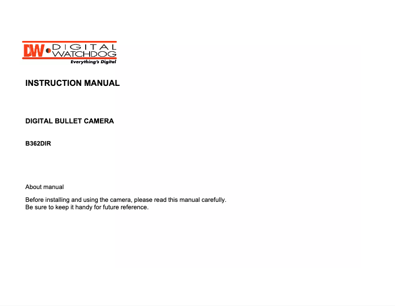 Page 1 de la notice Manuel utilisateur Digital Watchdog DWC-B362DIR