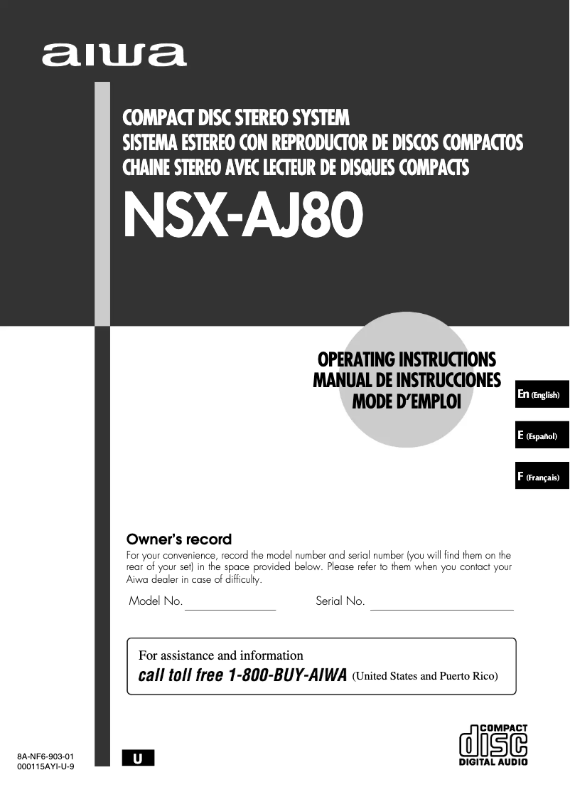 Page n°1 - Manuel utilisateur Aiwa NSX-AJ80