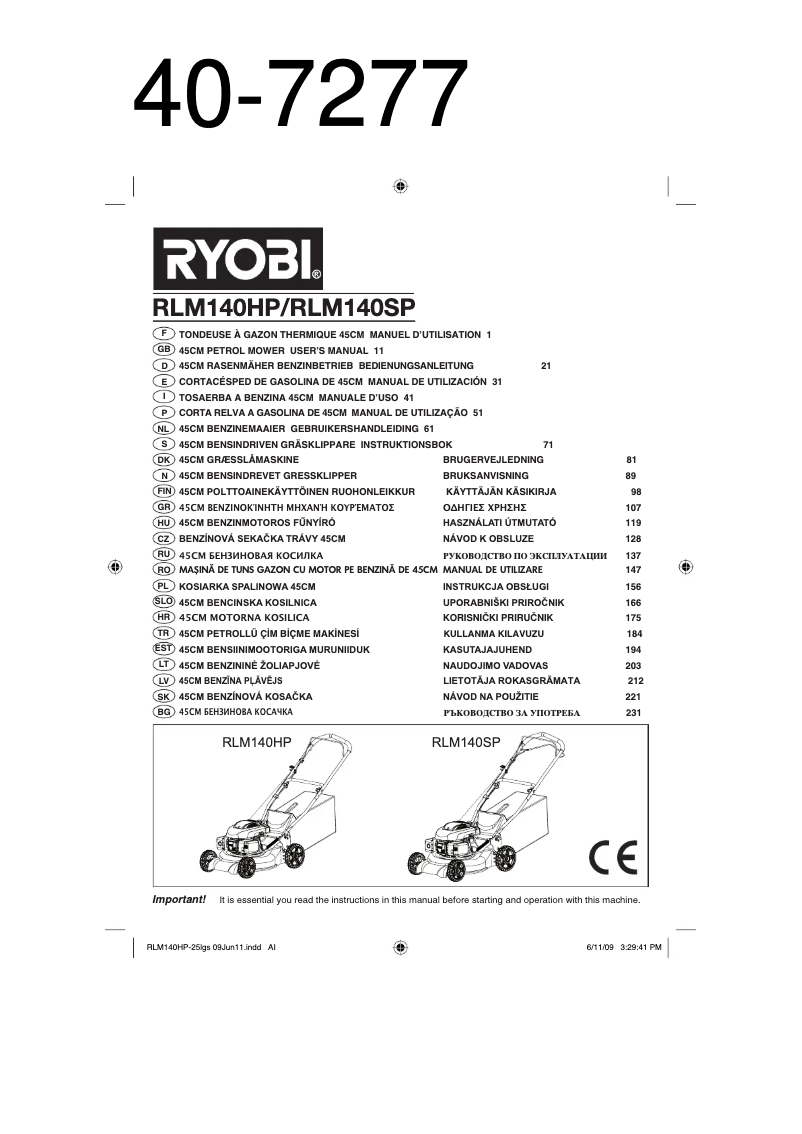 Image de la première page du manuel de l'appareil RLM140SP