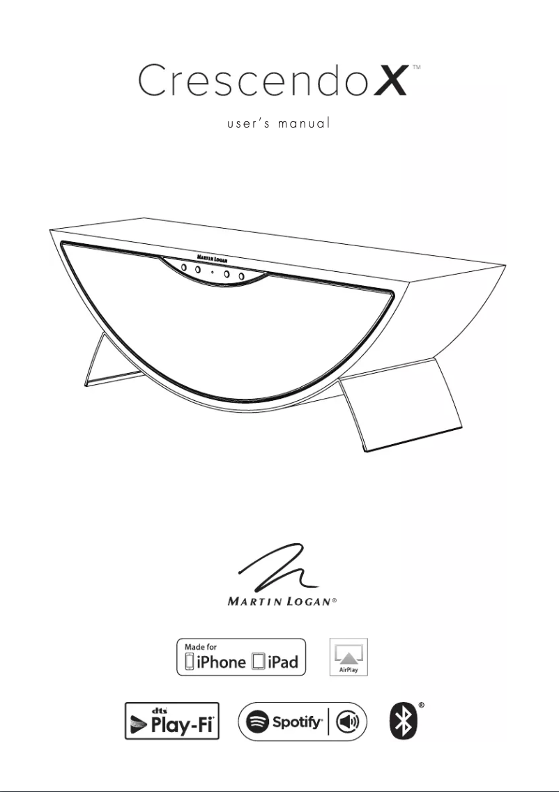 Page 1 de la notice Manuel utilisateur Martin Logan Crescendo X