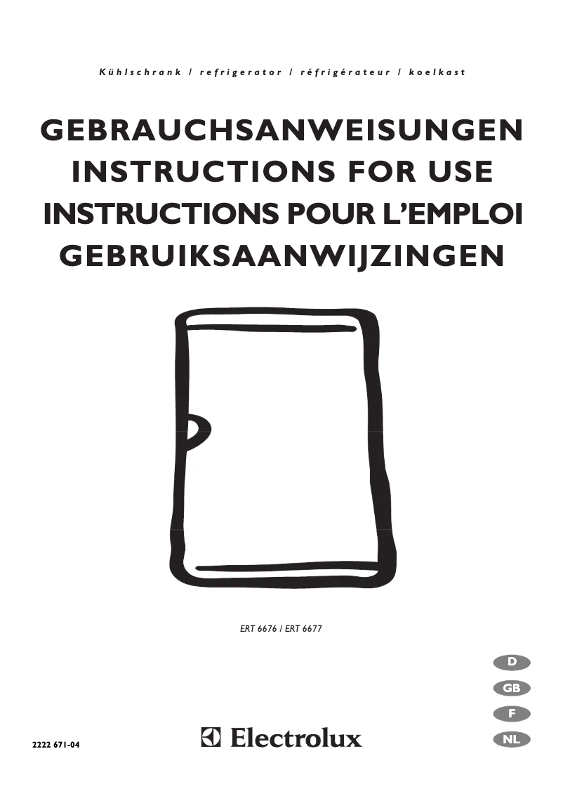 Page 1 de la notice Manuel utilisateur Electrolux ERT 6677
