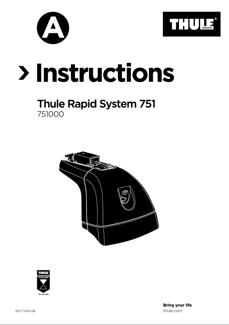 Page 1 de la notice Manuel utilisateur Thule Rapid System 751