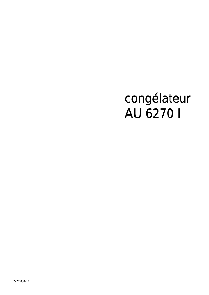 Page n°1 - Manuel utilisateur Arthur Martin-Electrolux AU 6270 I