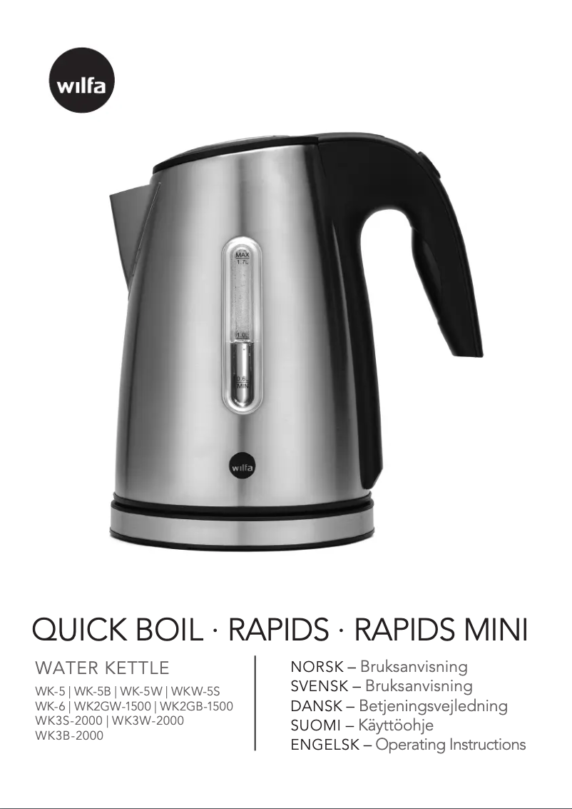 Page 1 de la notice Fiche technique Wilfa Rapids WK3W-2000