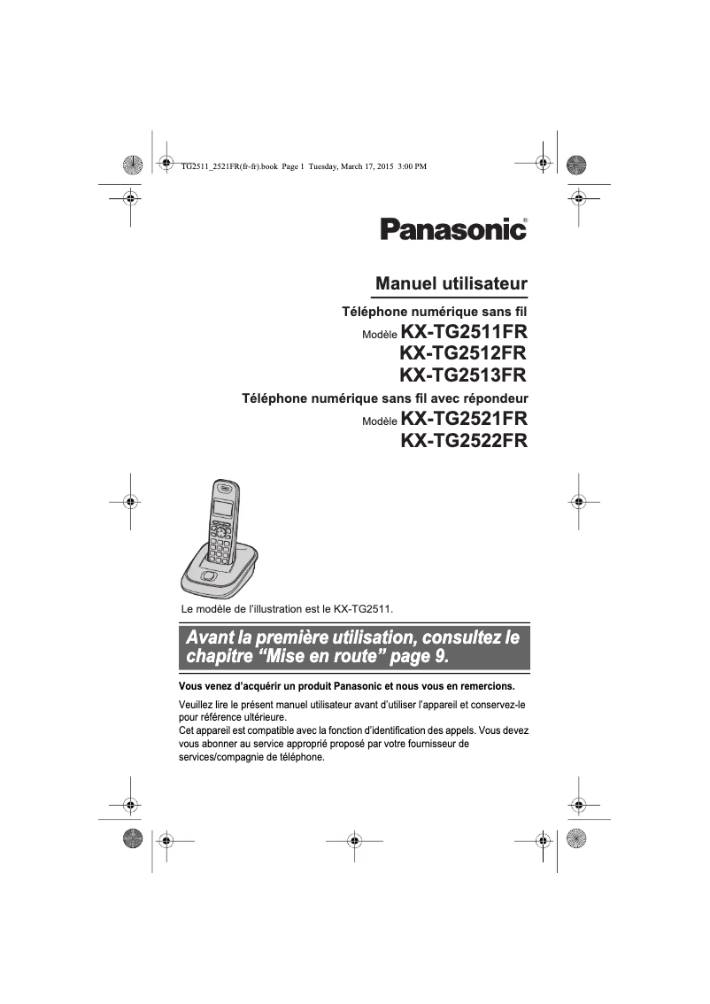 Imagen de la primera página del manual del dispositivo KX-TG2511