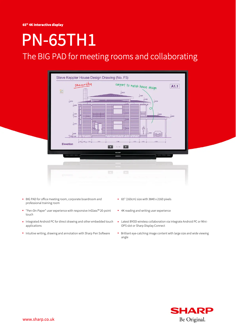 Page 1 de la notice Fiche technique Sharp PN-65TH1