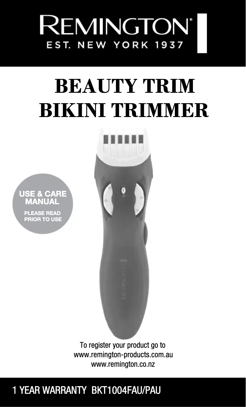 Page n°1 - Manuel utilisateur Remington Beauty Trim BKT1004P