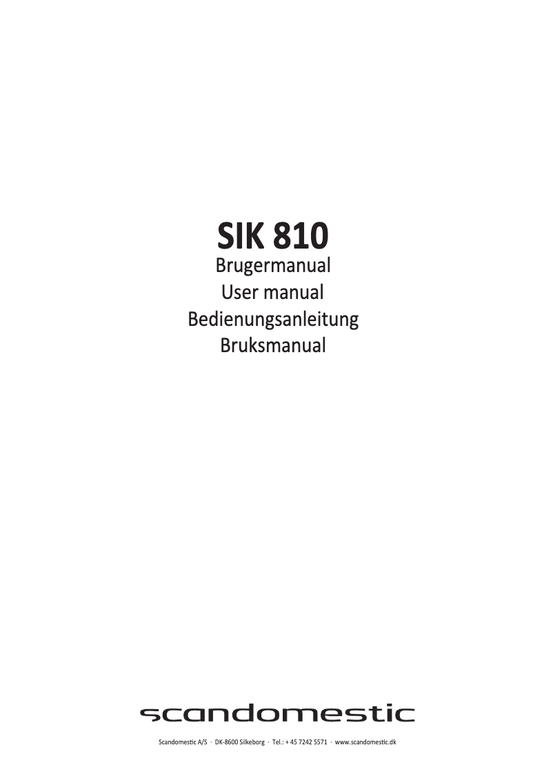 Page n°1 - Manuel utilisateur Scandomestic SIK 810