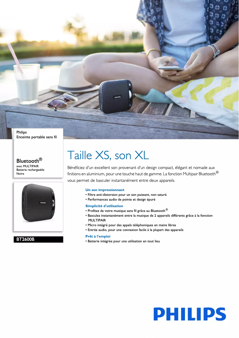 Page 1 de la notice Fiche technique Philips BT2600B