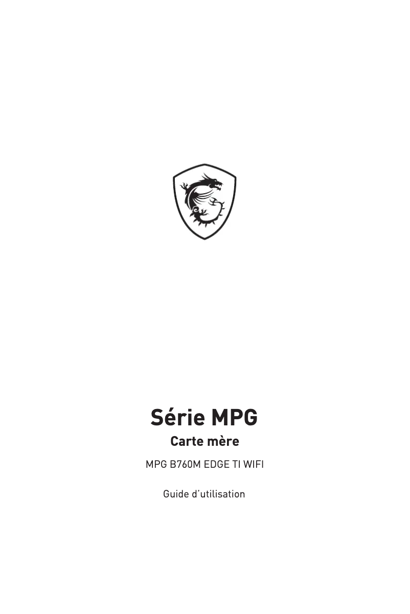 Image de la première page du manuel de l'appareil MPG B760M EDGE TI WIFI