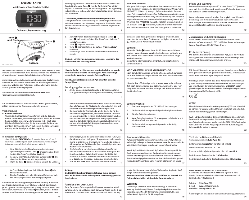Page n°1 - Manuel utilisateur Needit Park Mini