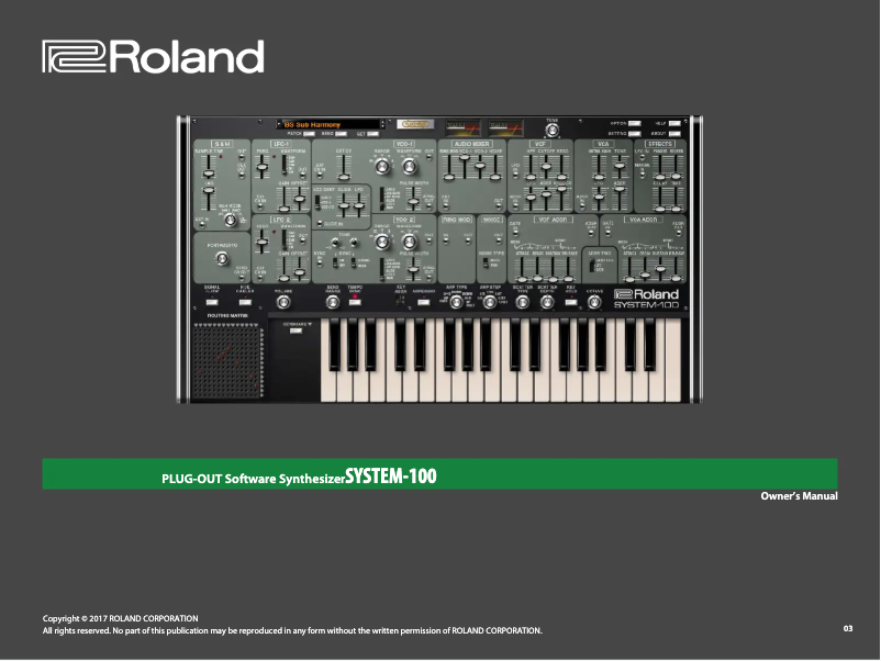 Page 1 de la notice Manuel utilisateur Roland System-100 Plug-Out