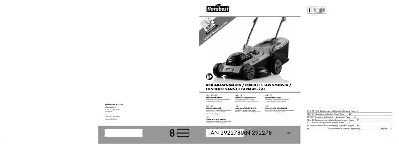 Page 1 de la notice Manuel utilisateur Florabest FARM 40-Li A1