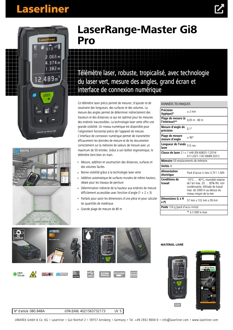 Image de la première page du manuel de l'appareil LaserRange-Master Gi8 Pro