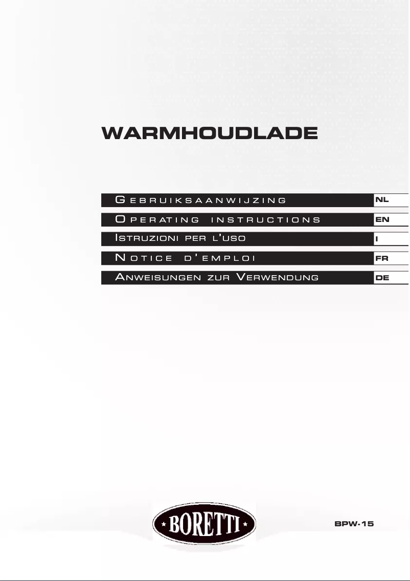 Page 1 de la notice Manuel utilisateur Boretti BPW-15