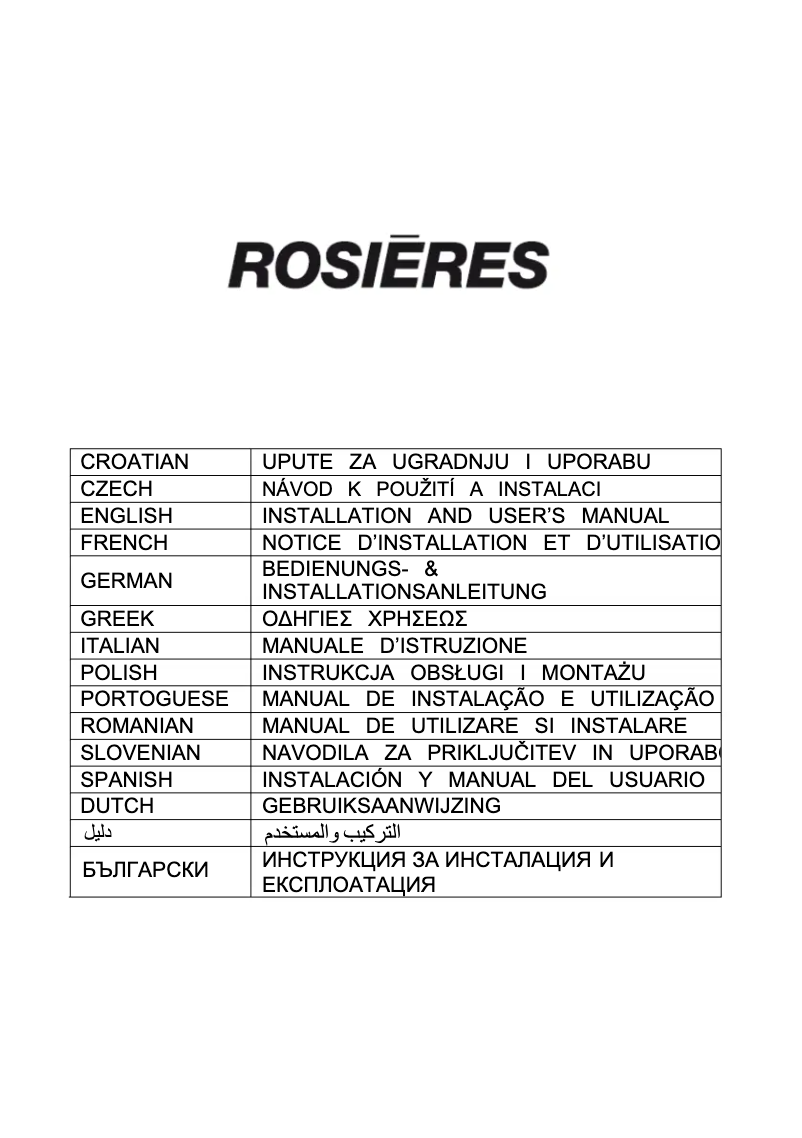 Page 1 de la notice Manuel utilisateur Rosieres RDX6MX