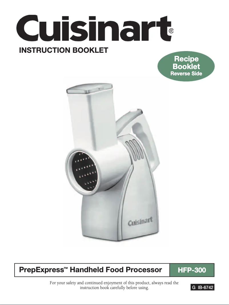 Page 1 de la notice Manuel utilisateur Cuisinart PrepExpress HFP-300