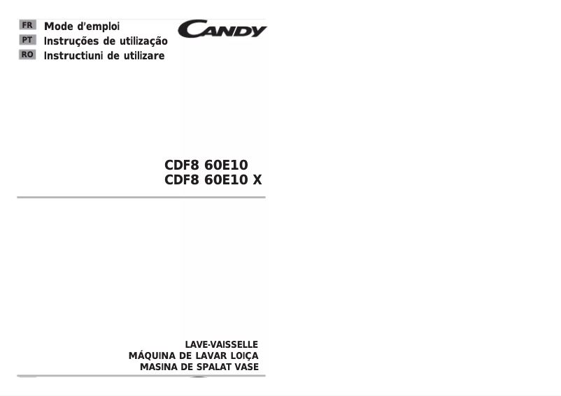 Page n°1 - Manuel utilisateur Candy CDF8 60E10X-S