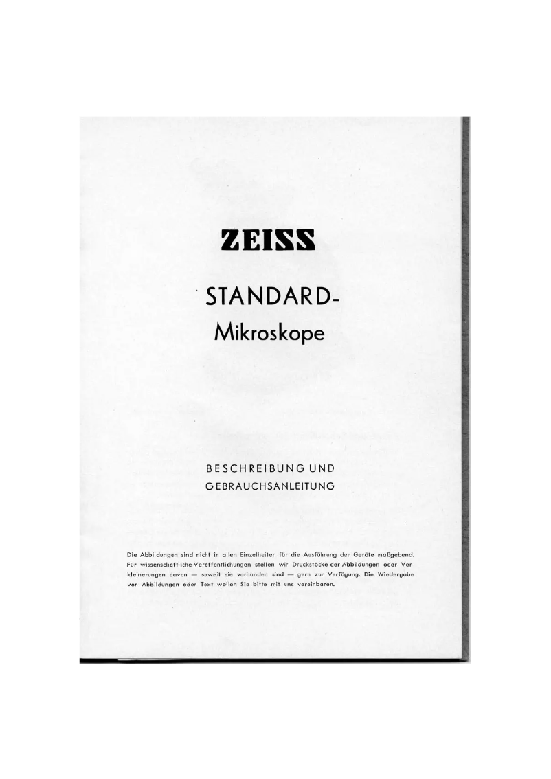 Page 1 de la notice Manuel utilisateur Zeiss Standard