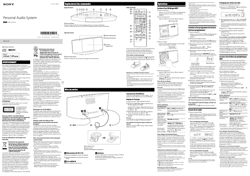 Page n°1 - Manuel utilisateur Sony CMT-V11iP