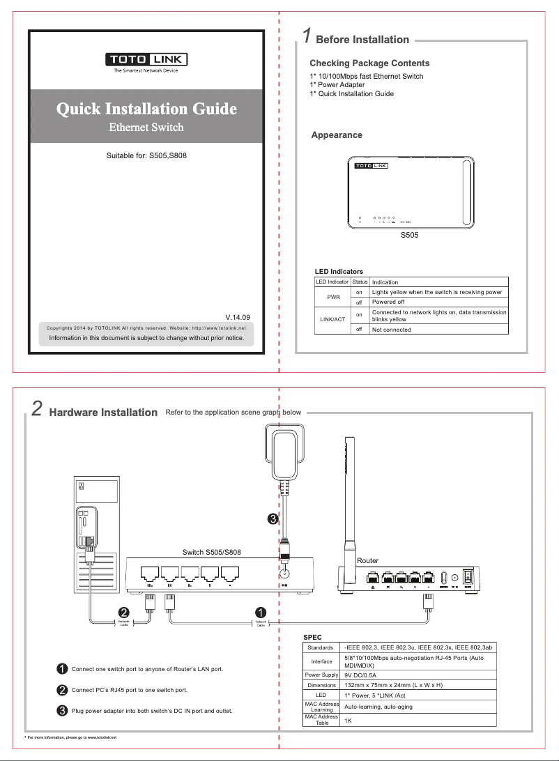 Page n°1 - Mode d'emploi Totolink S505