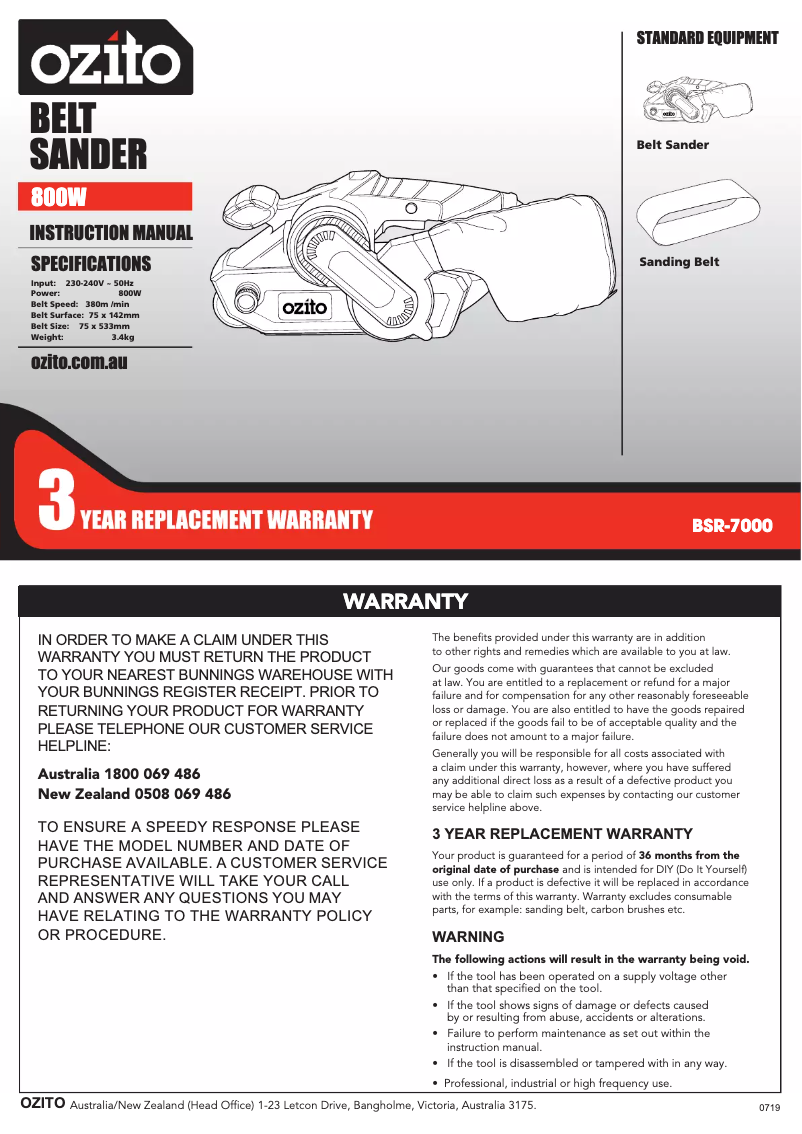 Image de la première page du manuel de l'appareil BSR-7000
