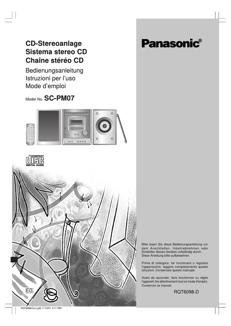 Page n°1 - Manuel utilisateur Panasonic SC-PM07