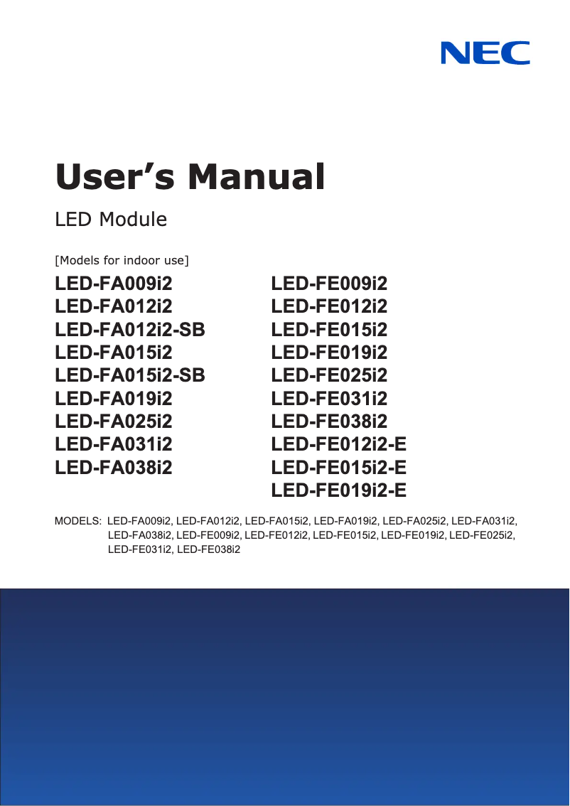 Image de la première page du manuel de l'appareil LED-FE038i2