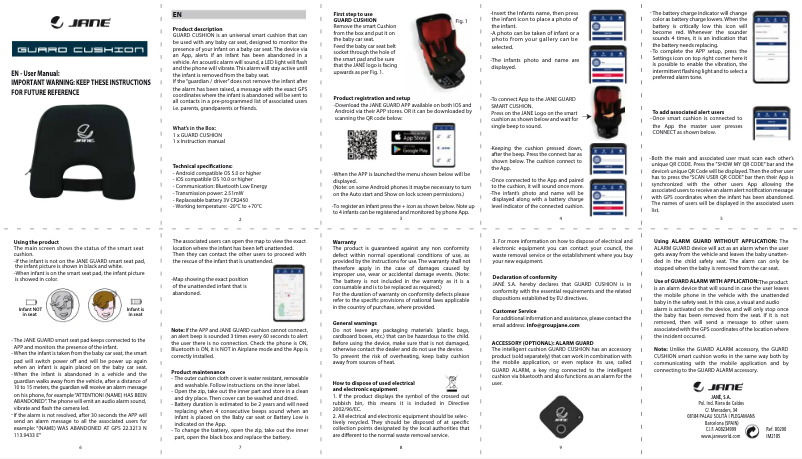 Page 1 de la notice Manuel utilisateur Jane Guard Cushion