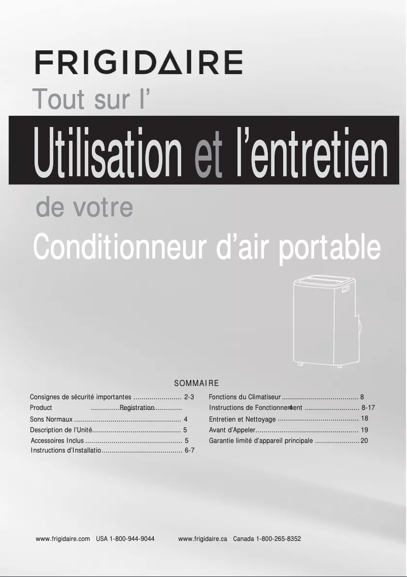 Page 1 de la notice Manuel utilisateur Frigidaire FHPH132AB1