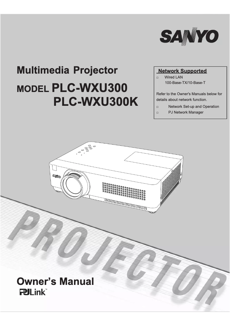 Page n°1 - Manuel utilisateur Sanyo PLC-WXU300